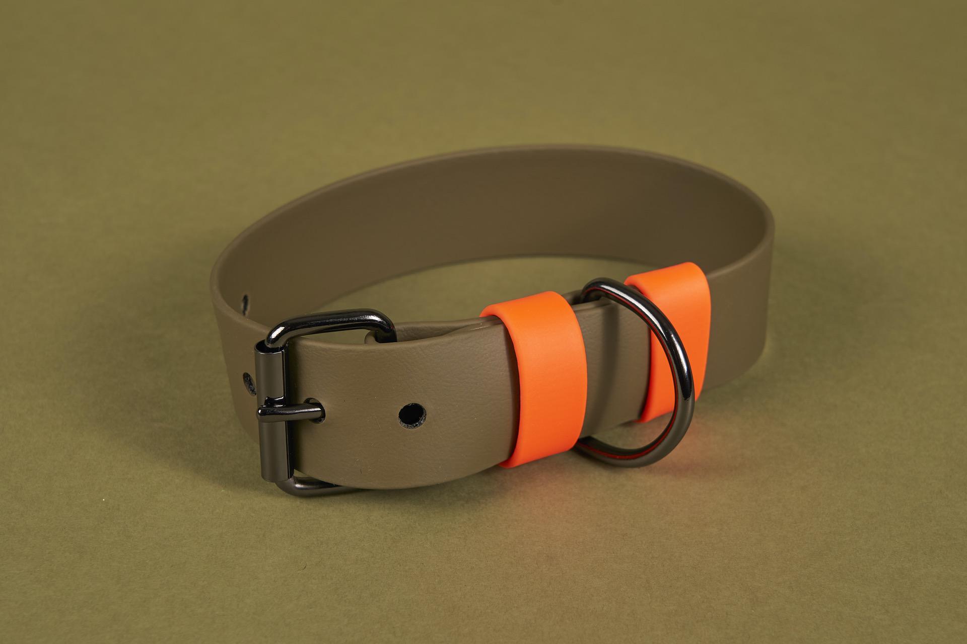 Biothane-Halsband in Oliv-Orange