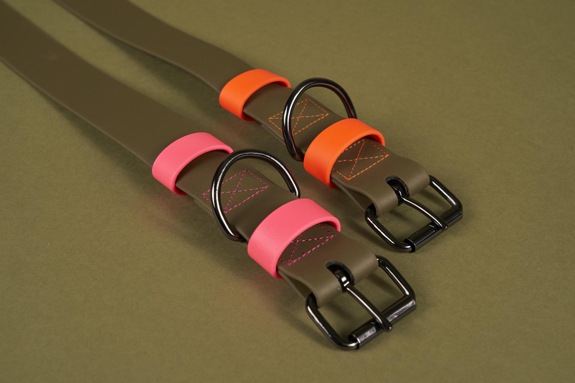 Biothane-Halsband in Oliv-Orange